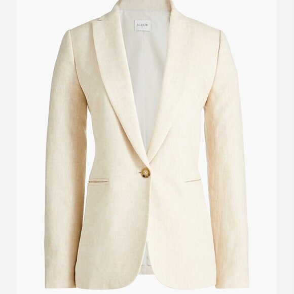 J Crew Linen-blend Cotton One-Button Blazer - Picture 2 of 3